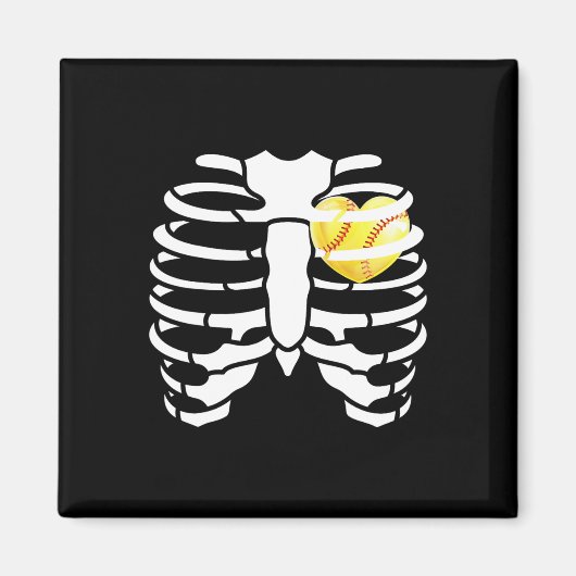 Softll Heart Inside Ribs Skeleton Halloween Kostuu Magneet (Voorkant)