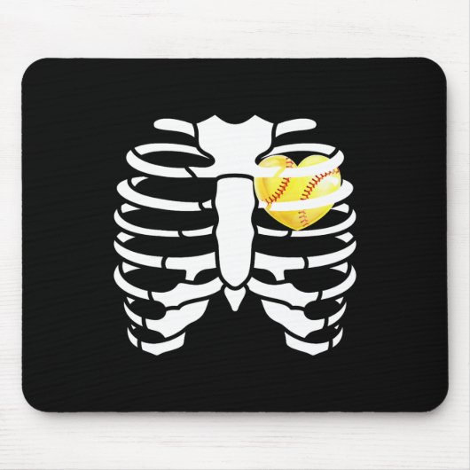 Softll Heart Inside Ribs Skeleton Halloween Kostuu Muismat (Voorkant)