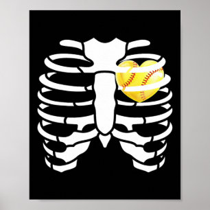 Softll Heart Inside Ribs Skeleton Halloween Kostuu Poster