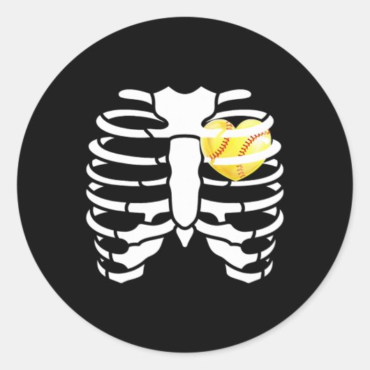 Softll Heart Inside Ribs Skeleton Halloween Kostuu Ronde Sticker (Voorkant)