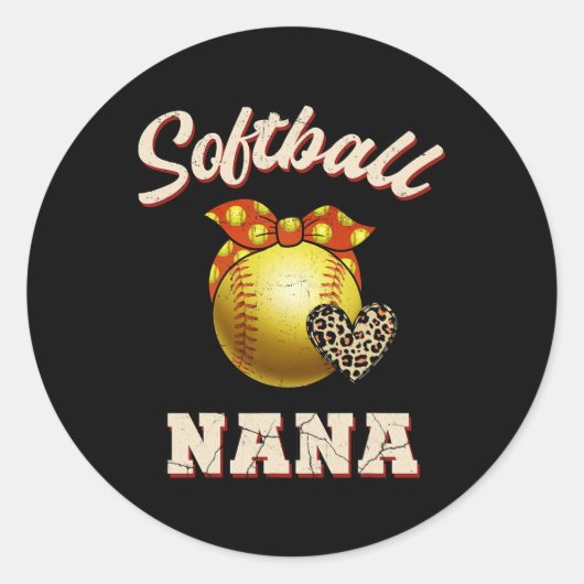 Softll Nana Leopard Heart Fans Moederdag Gift Ronde Sticker (Voorkant)