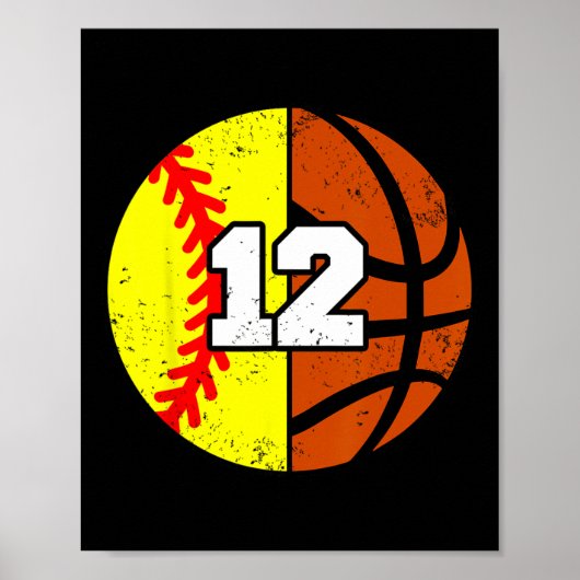 Softll Sketll Number 12 Jersey Funny 12th Birthday Poster (Voorkant)