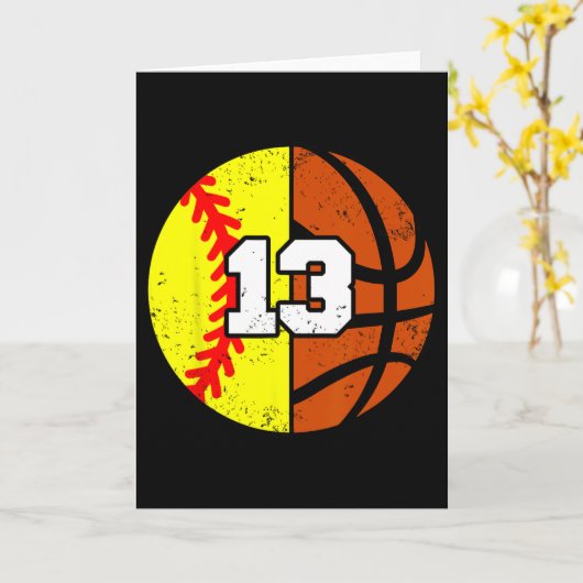 Softll Sketll Number 13 Jersey Funny 13th Birthday Kaart (Gele Bloem)