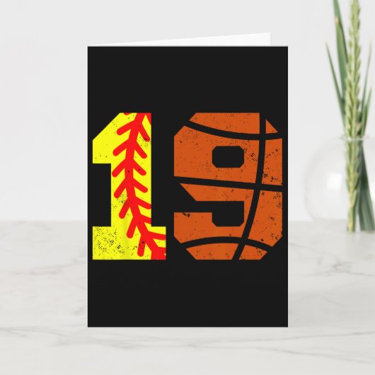 Softll Sketll Number 19 Jersey Funny 19th Birthday Kaart (Voorkant)