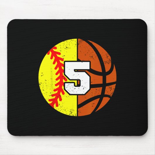 Softll Sketll Number 5 Jersey Funny 5th Birthday  Muismat (Voorkant)