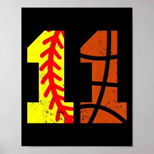 Softll Sketll Nummer 11 Jersey Grappige 11e Verjaa Poster (Voorkant)