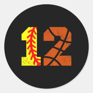 Softll Sketll Nummer 12 Jersey Grappige 12e Verjaa Ronde Sticker