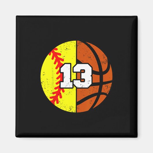Softll Sketll Nummer 13 Jersey Grappige 13e Verjaa Magneet (Voorkant)