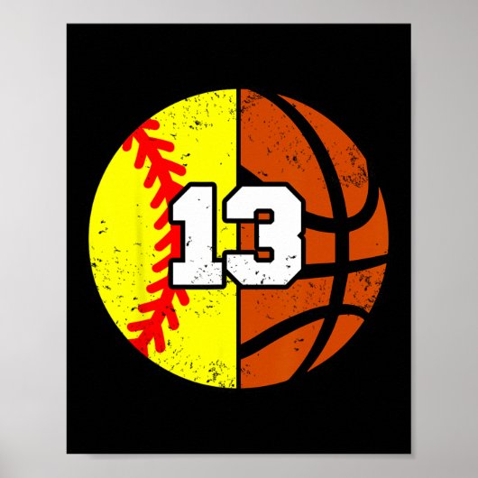 Softll Sketll Nummer 13 Jersey Grappige 13e Verjaa Poster (Voorkant)