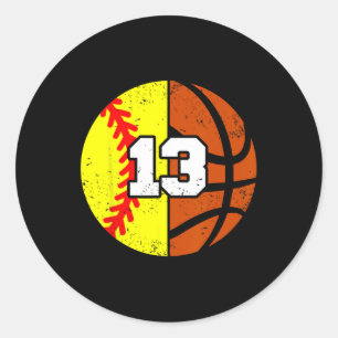 Softll Sketll Nummer 13 Jersey Grappige 13e Verjaa Ronde Sticker