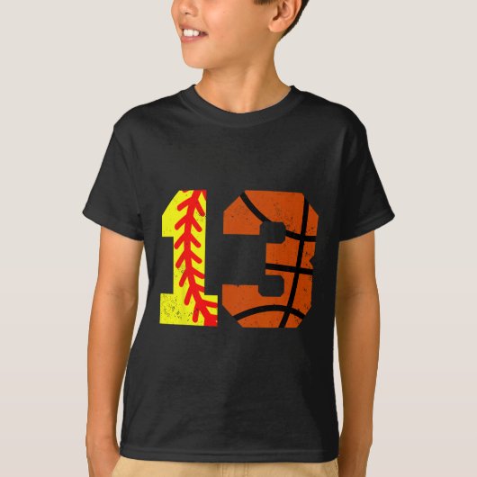 Softll Sketll Nummer 13 Jersey Grappige 13e Verjaa T-shirt (Voorkant)