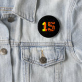 Softll Sketll Nummer 15 Jersey Grappige 15e Verjaa Ronde Button 5,7 Cm (In situ)