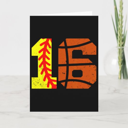 Softll Sketll Nummer 16 Jersey Grappige 16e Verjaa Kaart (Voorkant)