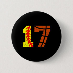 Softll Sketll Nummer 17 Jersey Grappige 17e Verjaa Ronde Button 5,7 Cm