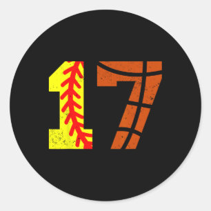 Softll Sketll Nummer 17 Jersey Grappige 17e Verjaa Ronde Sticker