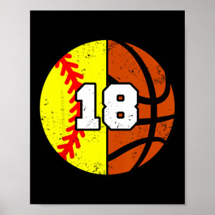 Softll Sketll Nummer 18 Jersey Grappige 18e Verjaa Poster