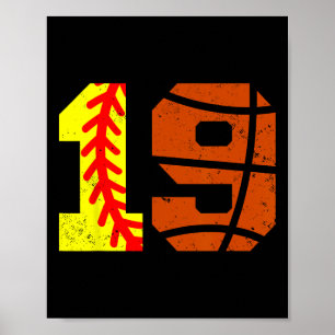 Softll Sketll Nummer 19 Jersey Grappige 19e Verjaa Poster
