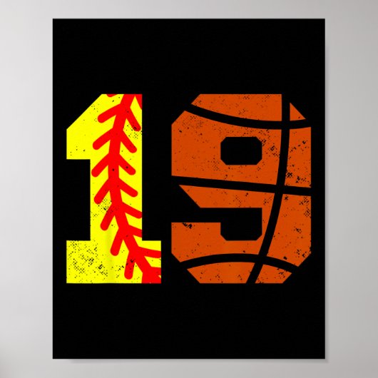 Softll Sketll Nummer 19 Jersey Grappige 19e Verjaa Poster (Voorkant)