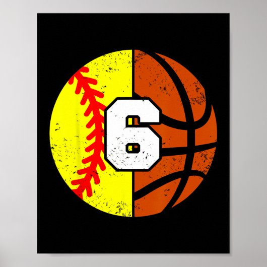 Softll Sketll Nummer 6 Jersey Grappige 6e Verjaard Poster (Voorkant)