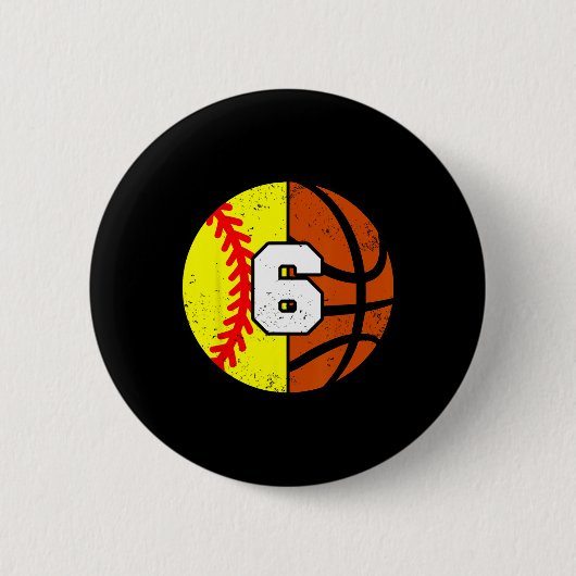 Softll Sketll Nummer 6 Jersey Grappige 6e Verjaard Ronde Button 5,7 Cm (Voorkant)