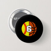 Softll Sketll Nummer 6 Jersey Grappige 6e Verjaard Ronde Button 5,7 Cm (Voorkant /achterkant)