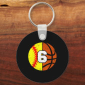 Softll Sketll Nummer 6 Jersey Grappige 6e Verjaard Sleutelhanger (Voorkant)
