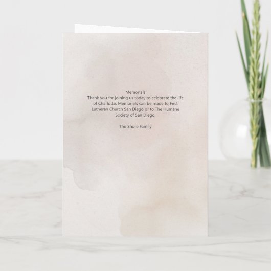 Softly Painted Photo Memorial Program Programma (Achterkant)