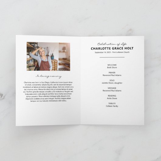 Softly Painted Photo Memorial Program Programma (Binnen)