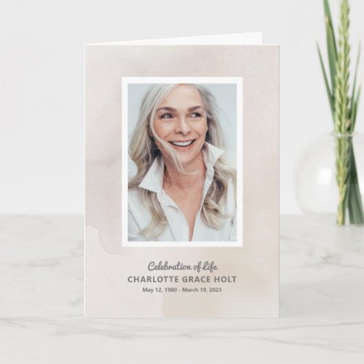 Softly Painted Photo Memorial Program Programma (Voorkant)