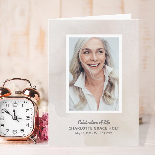 Softly Painted Photo Memorial Program Programma