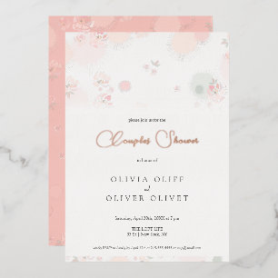 Softness Tea Rozen Couples Shower Folie Uitnodiging