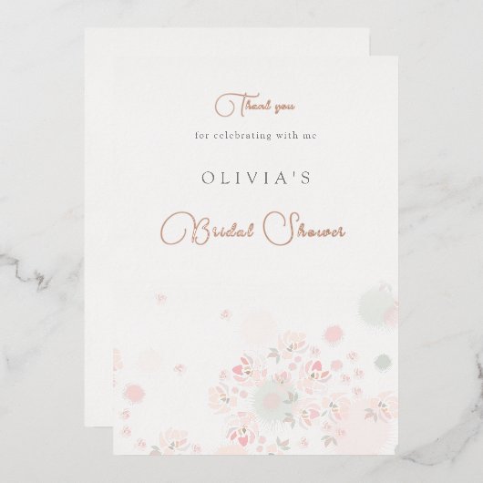 Softness Tea Rozen Vrijgezellenfeest Hartelijk dan Folie Uitnodiging (Voorkant / Achterkant)