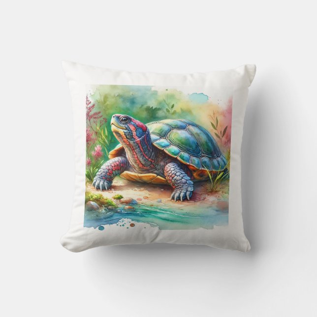 Softshell Turtle 221024AREF149 - Watercolor Kussen (Voorkant)