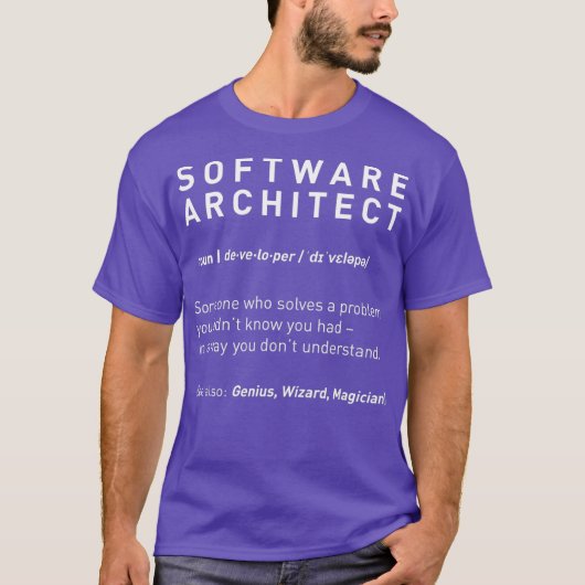 Software Architect Definitie Grappig Ontwikkelaar T-shirt (Voorkant)