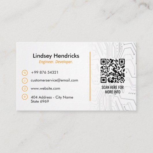 Software Developer Business | Modern Eenvoudig Wit Visitekaartje (Voorkant)