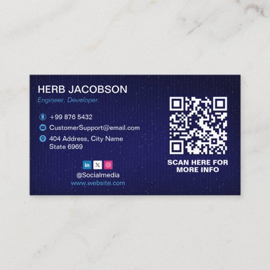 Software Developer Business | Moderne blauwe barco Visitekaartje (Voorkant)