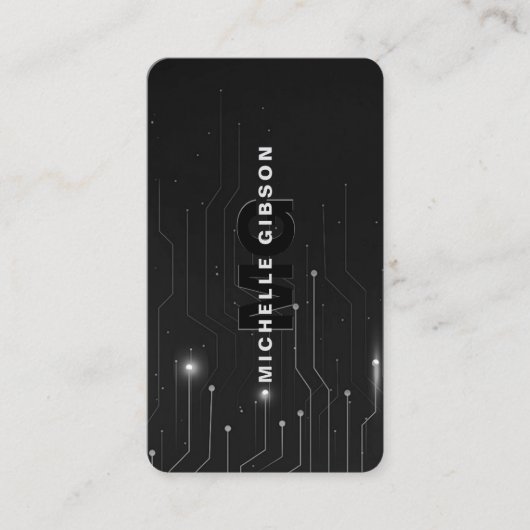 Software Developer Engineer Zwart Zilver Modern Visitekaartje (Voorkant)