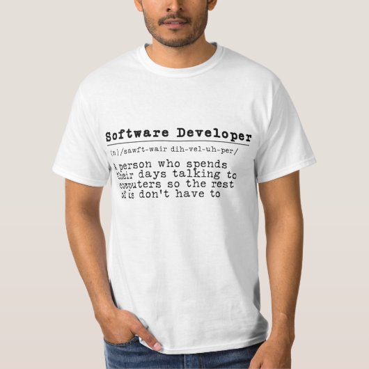 Software Developer - "Ik spreek vloeiend binair" T-shirt (Voorkant)