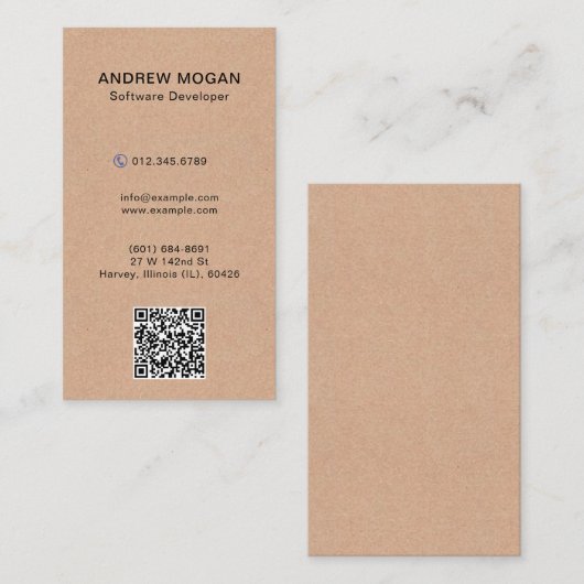 Software Developer Kraft Style Texture Visitekaartje (Voorkant / Achterkant)