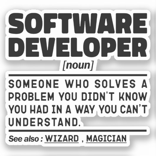 Software Developer Noun Definition Coding Expert Sticker (Voorkant)