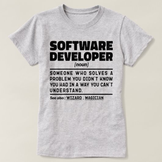 Software Developer Noun Definition Coding Expert T-shirt (Design voorkant)