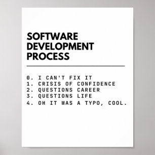 Software Development Process Funny Developers Poster