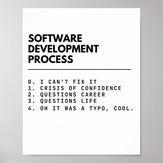 Software Development Process Funny Developers Poster (Voorkant)