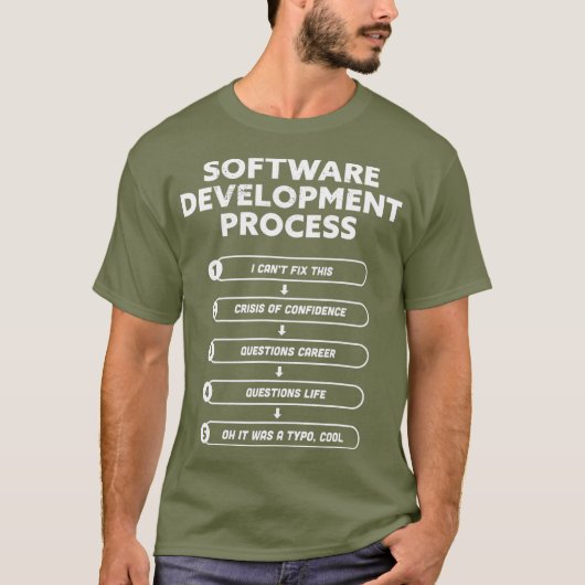 Software Development Process Funny Programming T-shirt (Voorkant)