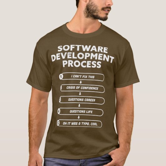 Software Development Process Funny Programming T-shirt (Voorkant)