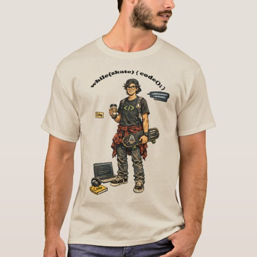 Software Engineer Coder Die Skateboardt URM T-shirt (Voorkant)