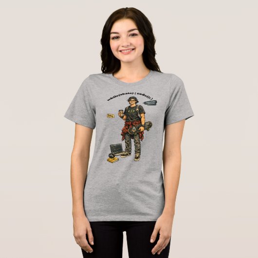 Software Engineer Coder Die Skateboardt URM Tri-Blend Shirt (Voorkant volledig)