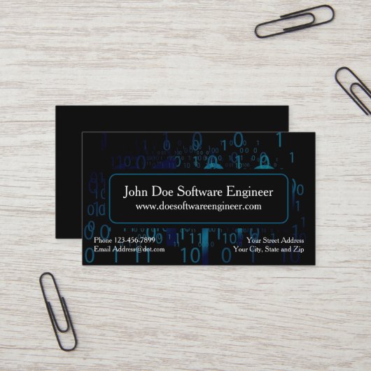 Software Engineer Cyber Security Business Card Visitekaartje (Voorkant / Achterkant in situ)