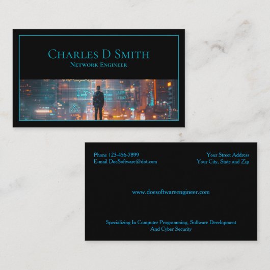 Software Engineer Cyber Security Visitekaartje (Voorkant / Achterkant)