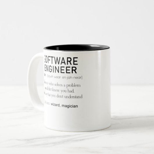 Software Engineer Definition Coder Definition Funn Tweekleurige Koffiemok (Voorkant links)